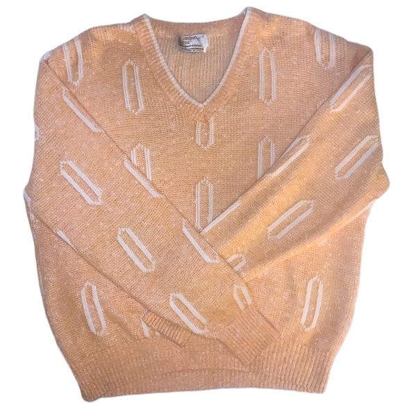 Vintage 80’s Orange Geo Print Chunky Knit Sweater - Picture 4 of 7